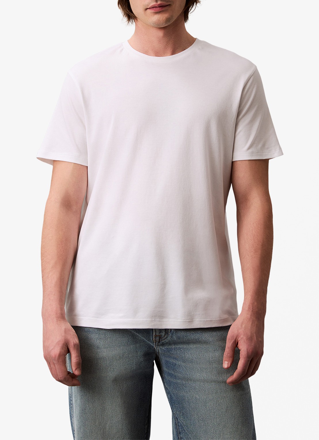 Calvin Klein T-shirt met ronde hals  - detail 4 wit