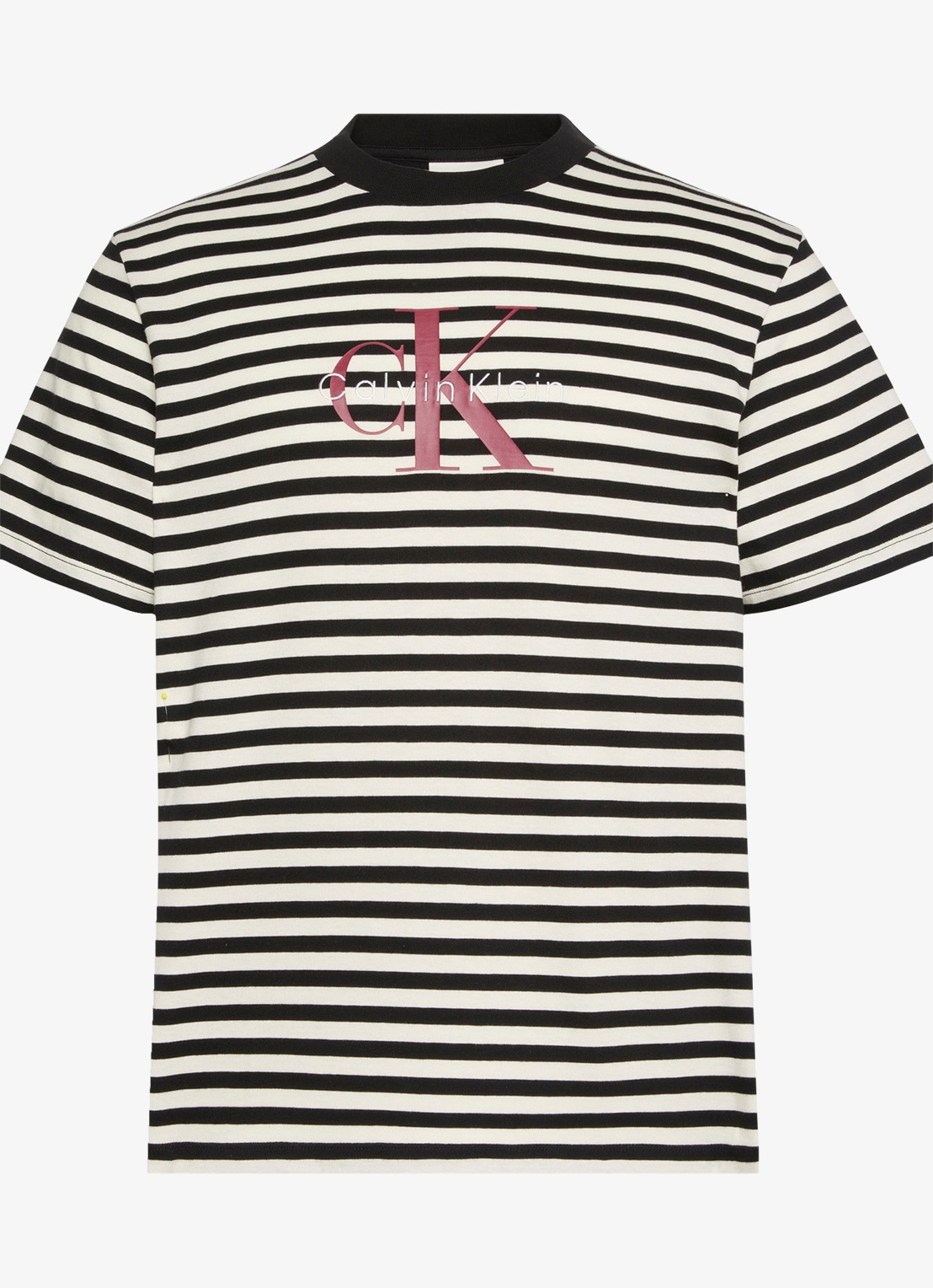 Calvin Klein T-shirt met streepprint en logo - voorkant 5 zwart
