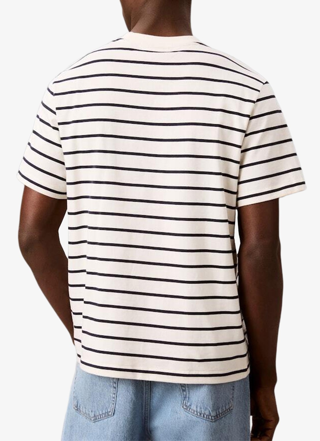 Calvin Klein T-shirt met streepprint - achterkant 5 tofu-yas /  wit