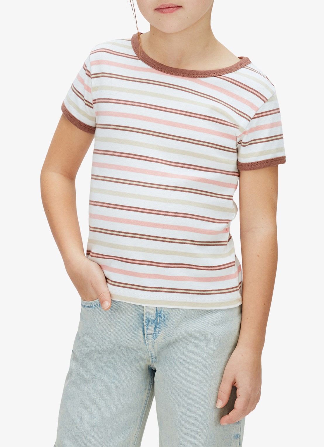 Calvin Klein T-shirt met streepprint - detail 4 multicolor