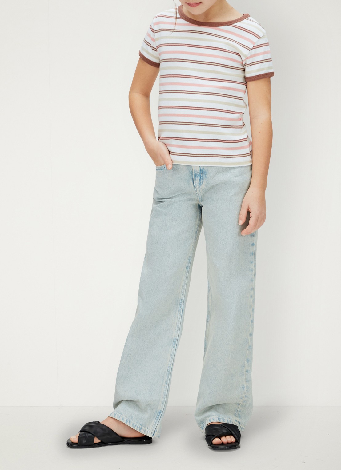 Calvin Klein T-shirt met streepprint - voorkant 3 multicolor