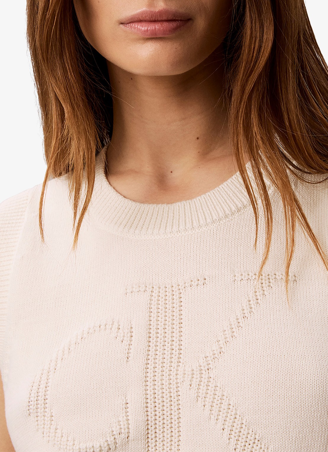 Calvin Klein Tanktop met ingebreid logo - detail 4 creme
