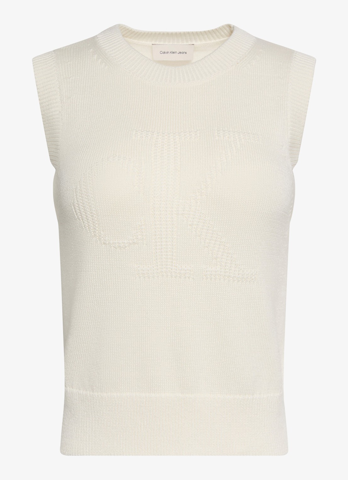 Calvin Klein Tanktop met ingebreid logo - voorkant 2 creme