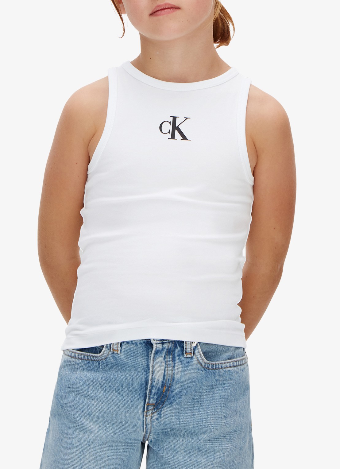 Calvin Klein Tanktop met logo - detail 4 wit