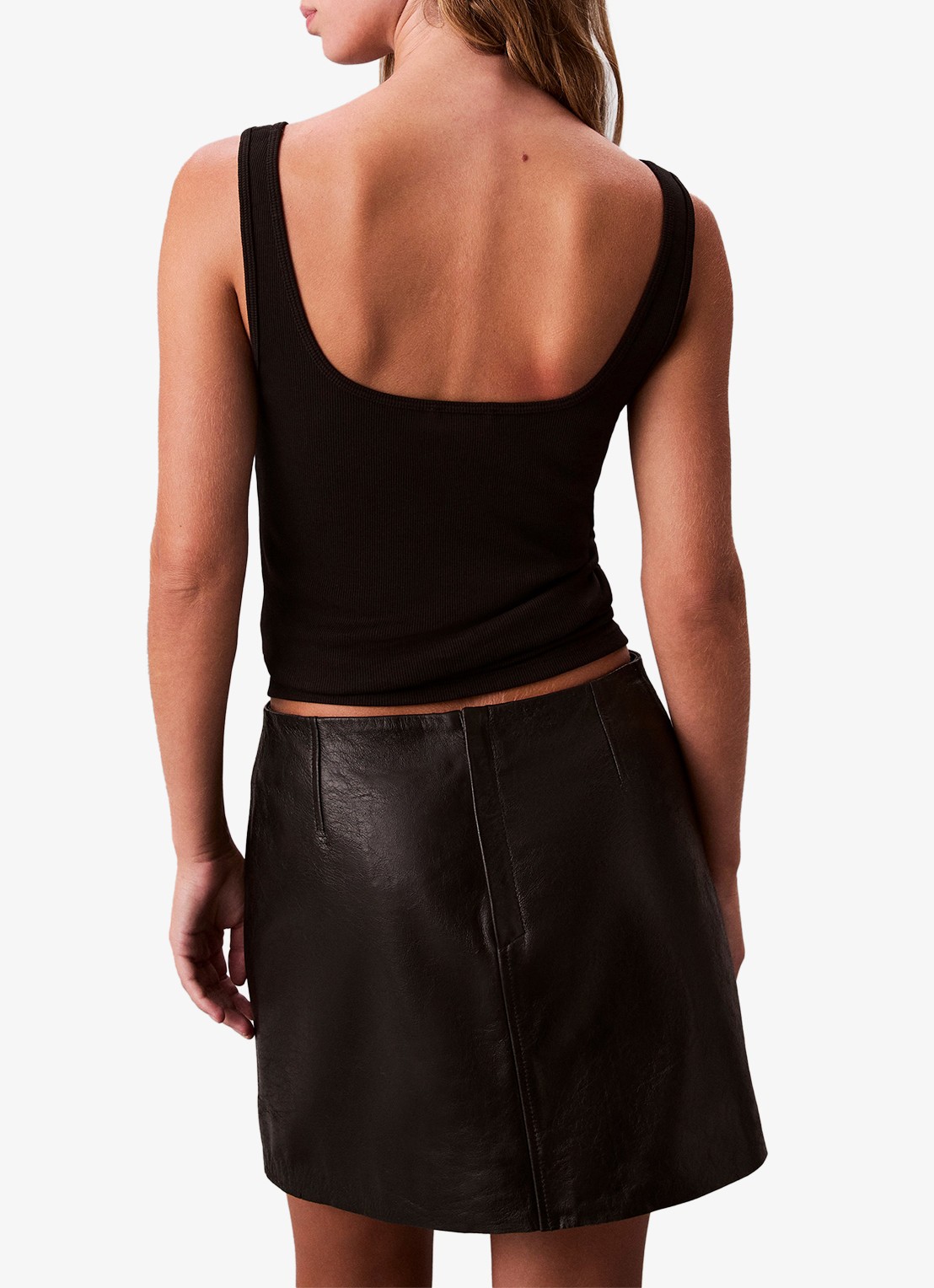 Calvin Klein Tanktop met logoborduring en ribstructuur - achterkant 6 zwart