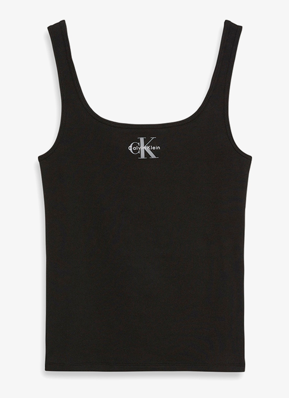 Calvin Klein Tanktop met logoborduring en ribstructuur - voorkant 4 zwart