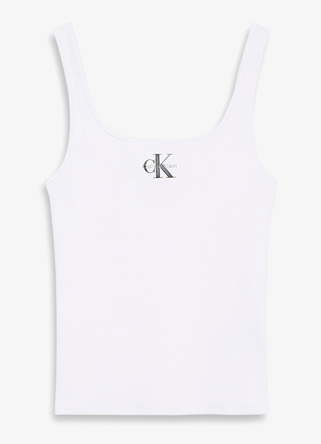 Calvin Klein Tanktop met logoborduring en ribstructuur - voorkant 4 wit