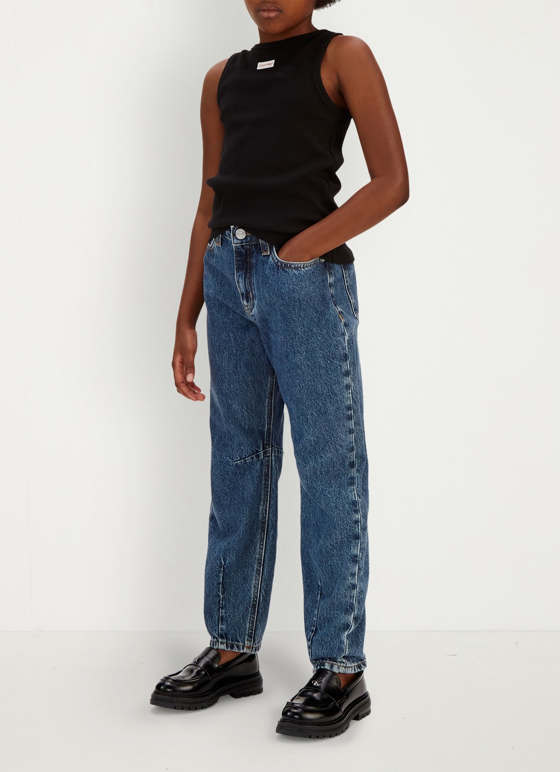 Calvin Klein Tapered fit jeans met donkere wassing - voorkant 3 beckford wash-1bj /  blauw