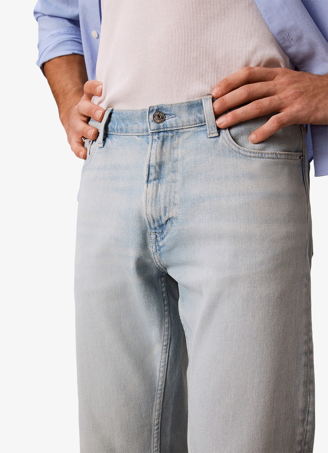Calvin Klein Tapered fit Jeans met steekzakken - detail 2 vintage whisper-za5 /  lichtblauw