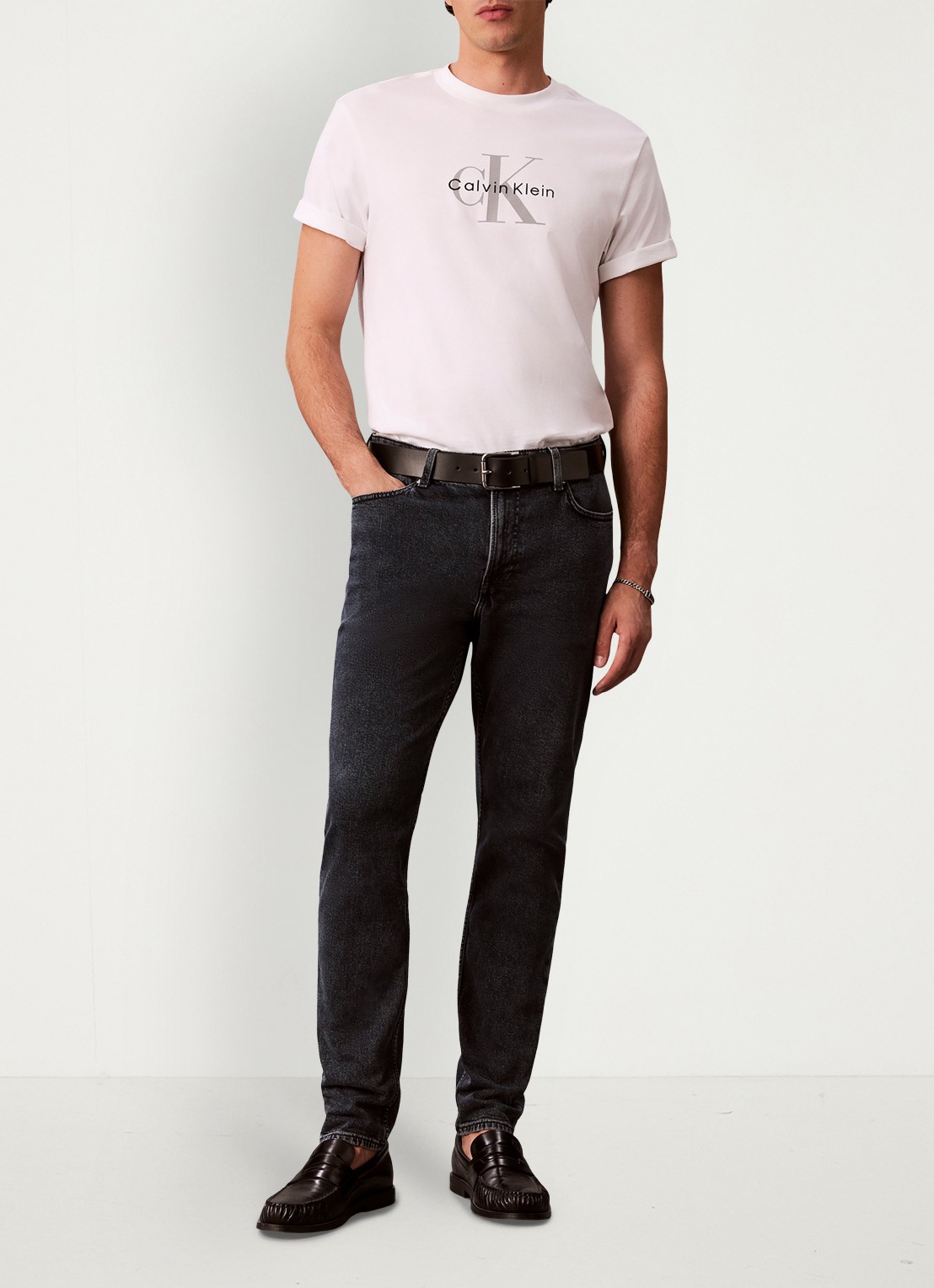 Calvin Klein Tapered fit jeans met steekzakken - voorkant 6 denim
