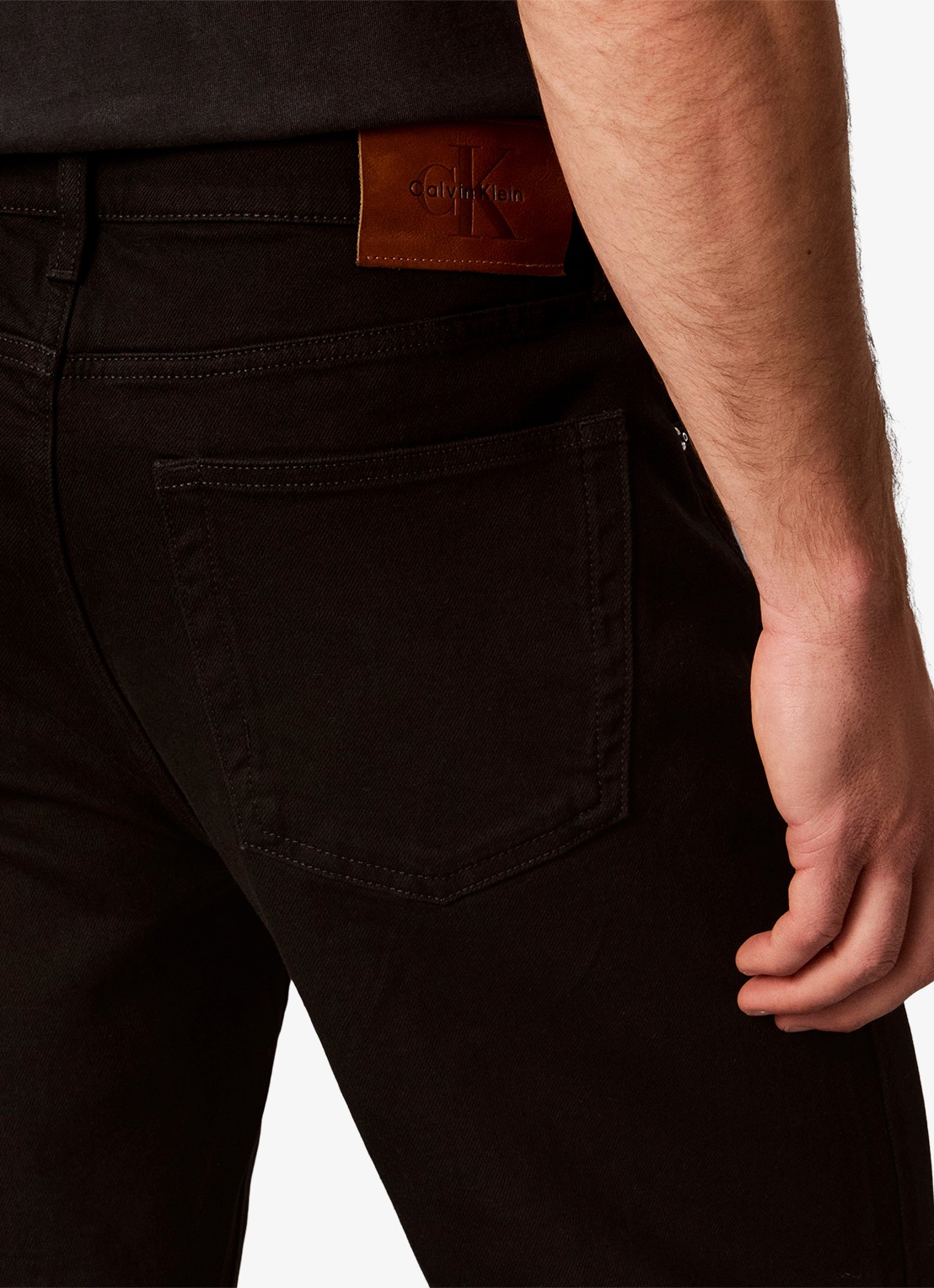Calvin Klein Tapered fit jeans met steekzakken - detail 4 zwart