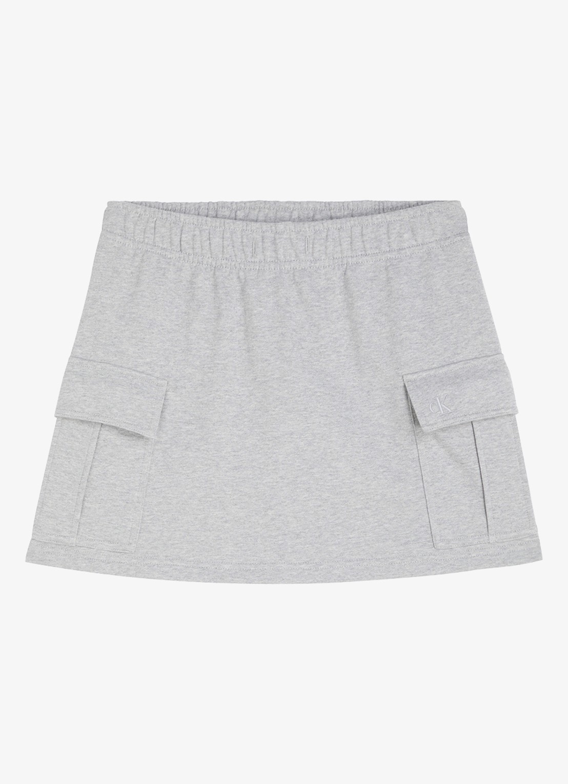 Calvin Klein Terry Cargo minirok met klepzakken - voorkant 4 grijsmele