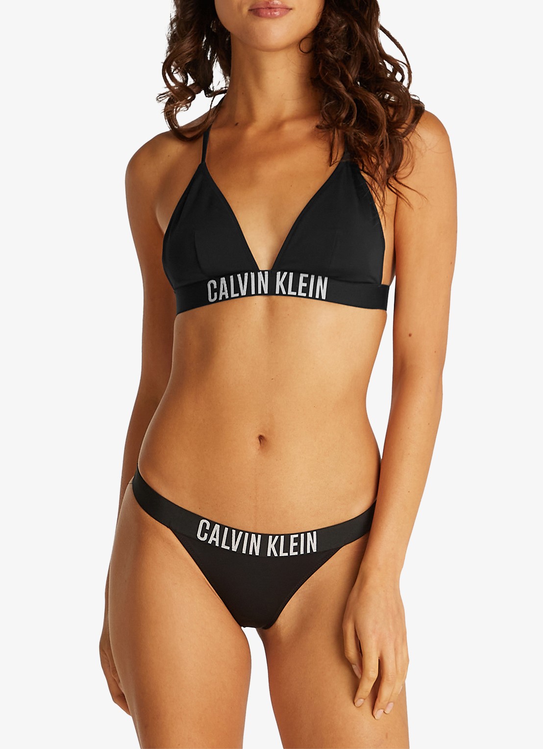 Calvin Klein Triangle bikinitop met logo en uitneembare vulling - voorkant 4 zwart