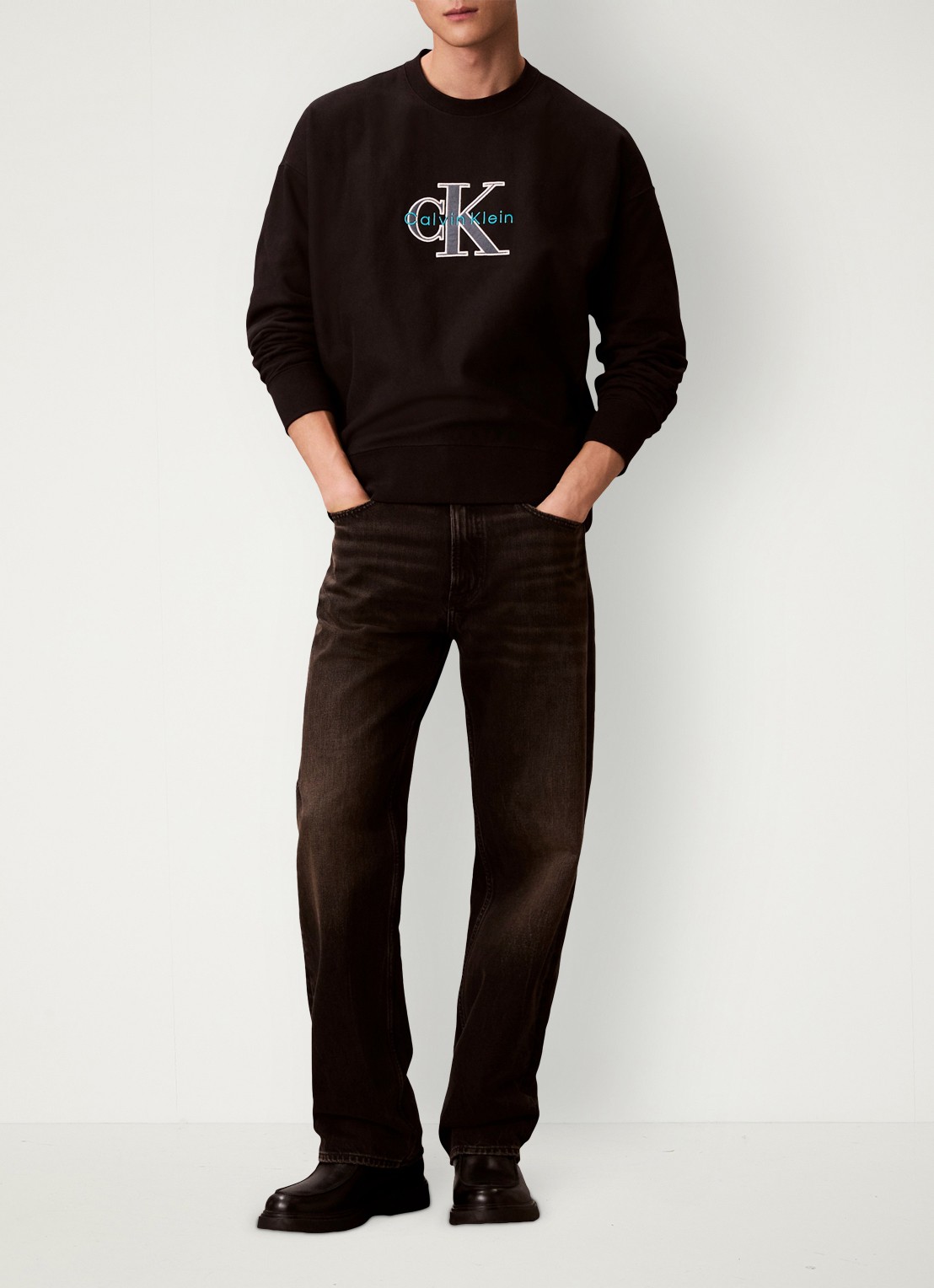 Calvin Klein Trui met logoborduring - voorkant 4 zwart