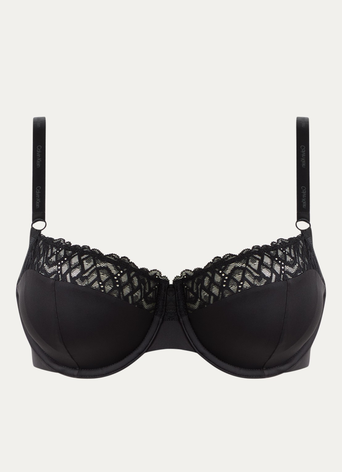 Calvin Klein Unlined balconette bh met kant - voorkant 3 zwart