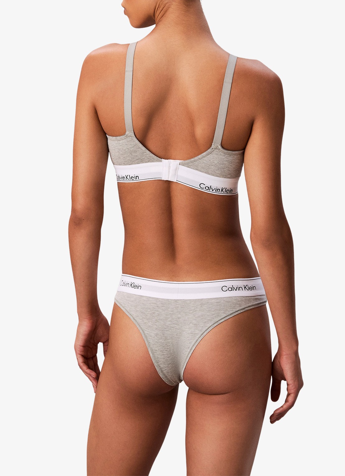 Calvin Klein Voedings bralette met logoband - achterkant 7 grijs