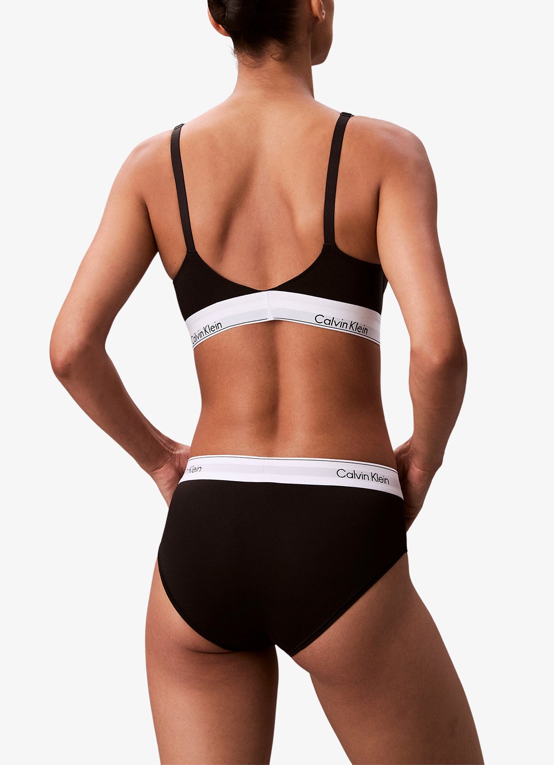 Calvin Klein Voedings bralette met logoband - achterkant zwart