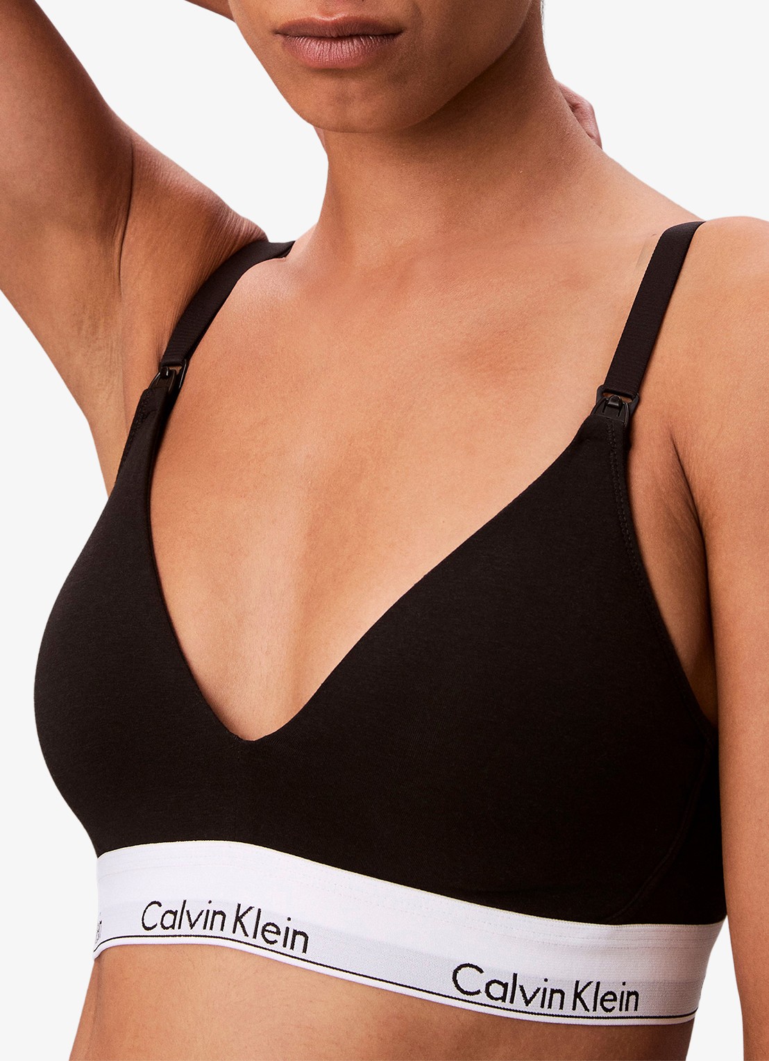 Calvin Klein Voedings bralette met logoband - detail 4 zwart