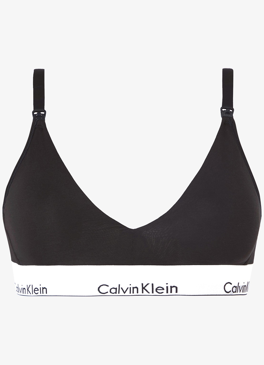 Calvin Klein Voedings bralette met logoband - voorkant 2 zwart