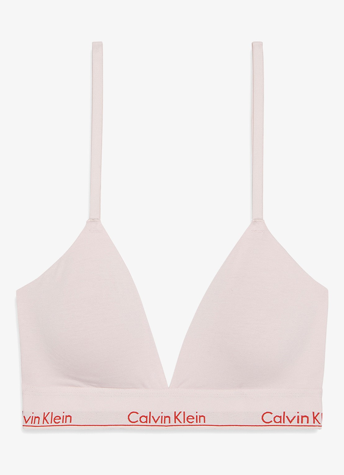 Calvin Klein Voorgevormde bralette met logoband - voorkant roze