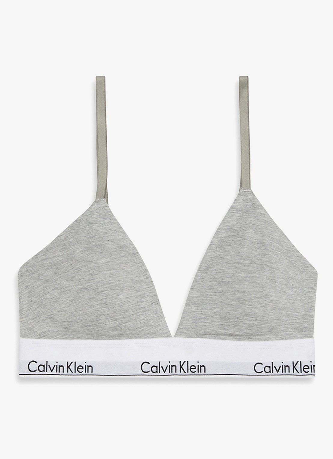 Calvin Klein Voorgevormde bralette met logoband - voorkant 2 grijs