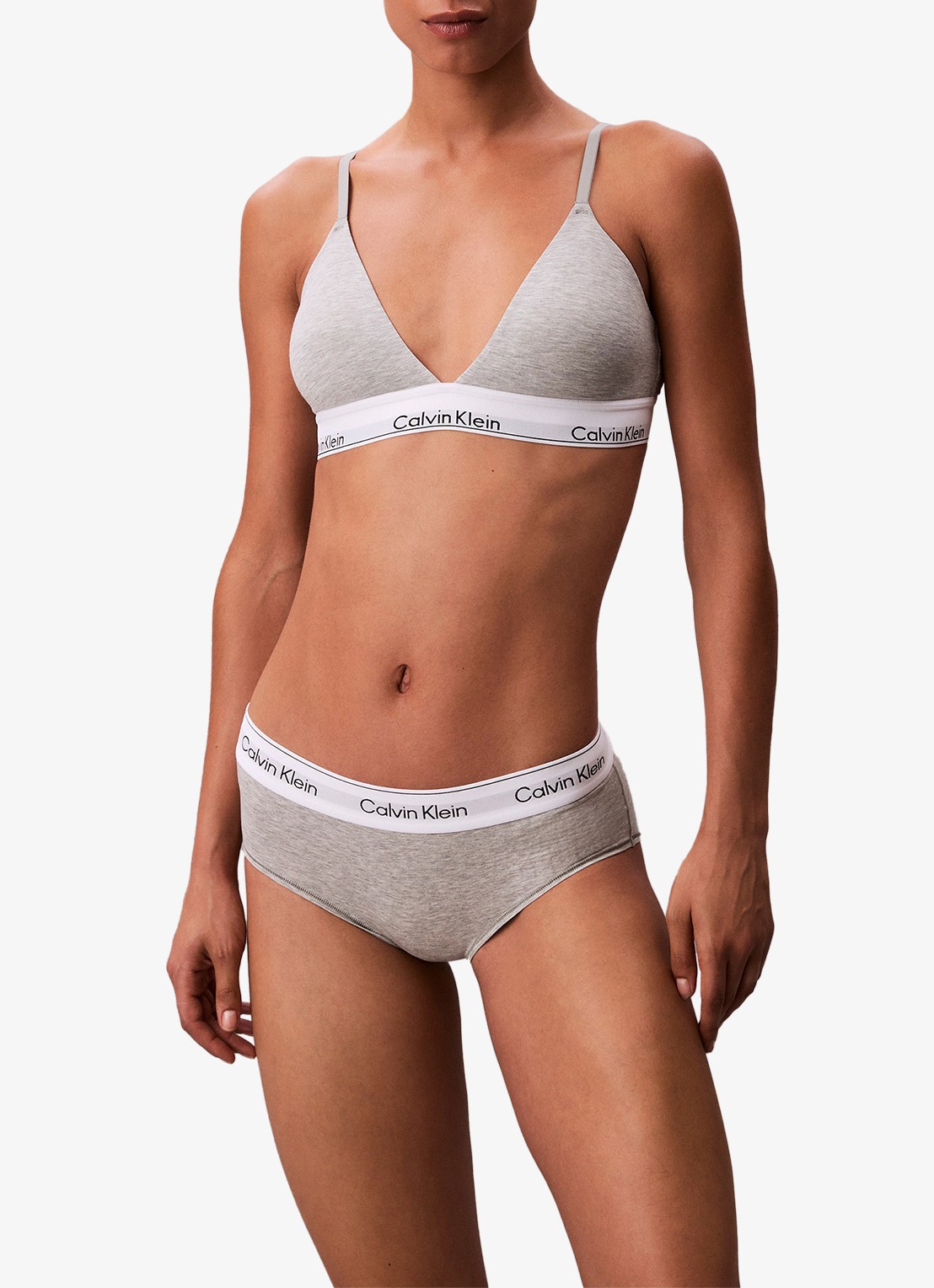 Calvin Klein Voorgevormde bralette met logoband - voorkant 3 grijs