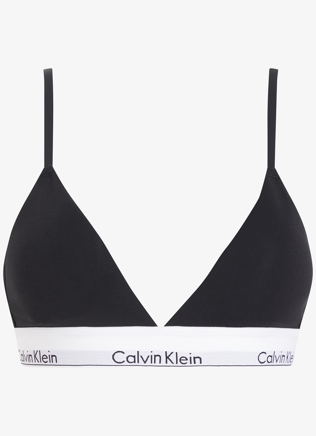Calvin Klein Voorgevormde bralette met logoband - voorkant zwart