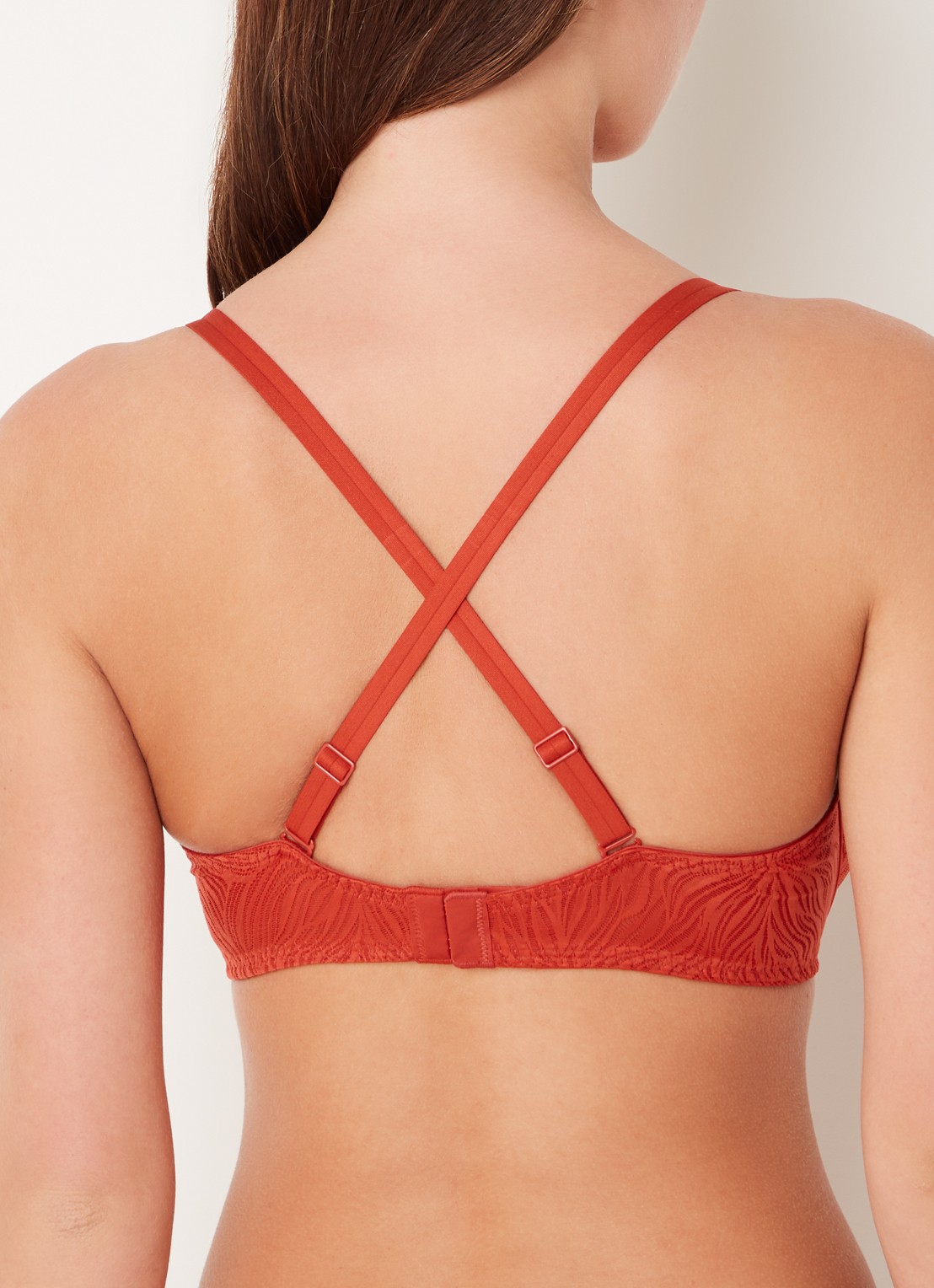 Calvin Klein Voorgevormde demi bh met overlay van mesh - detail 2 jazzberry jam / rood