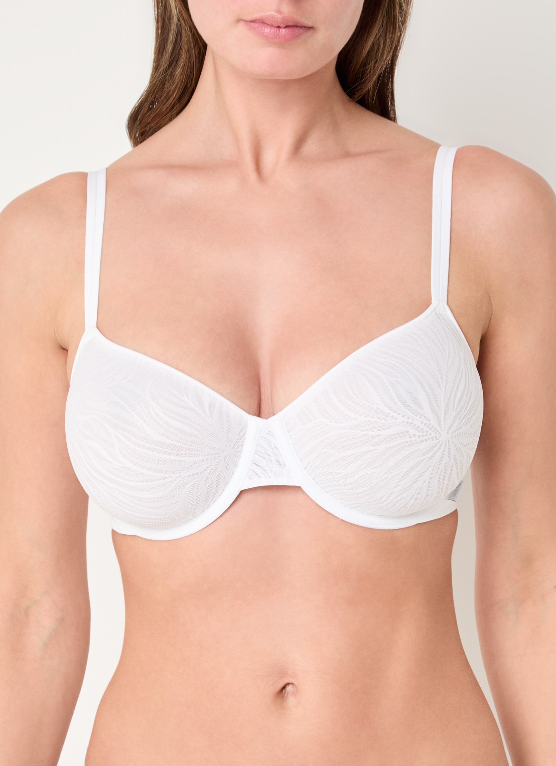 Calvin Klein Voorgevormde demi bh met overlay van mesh - voorkant 3 wit