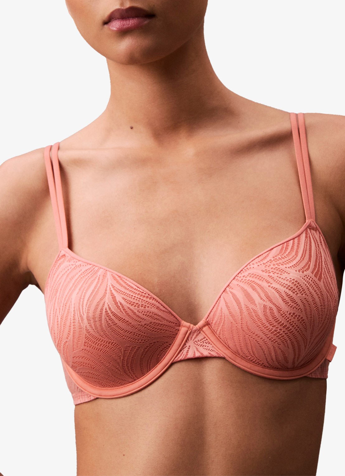 Calvin Klein Voorgevormde demi bh met overlay van mesh - detail 2 tawny orange / oranje