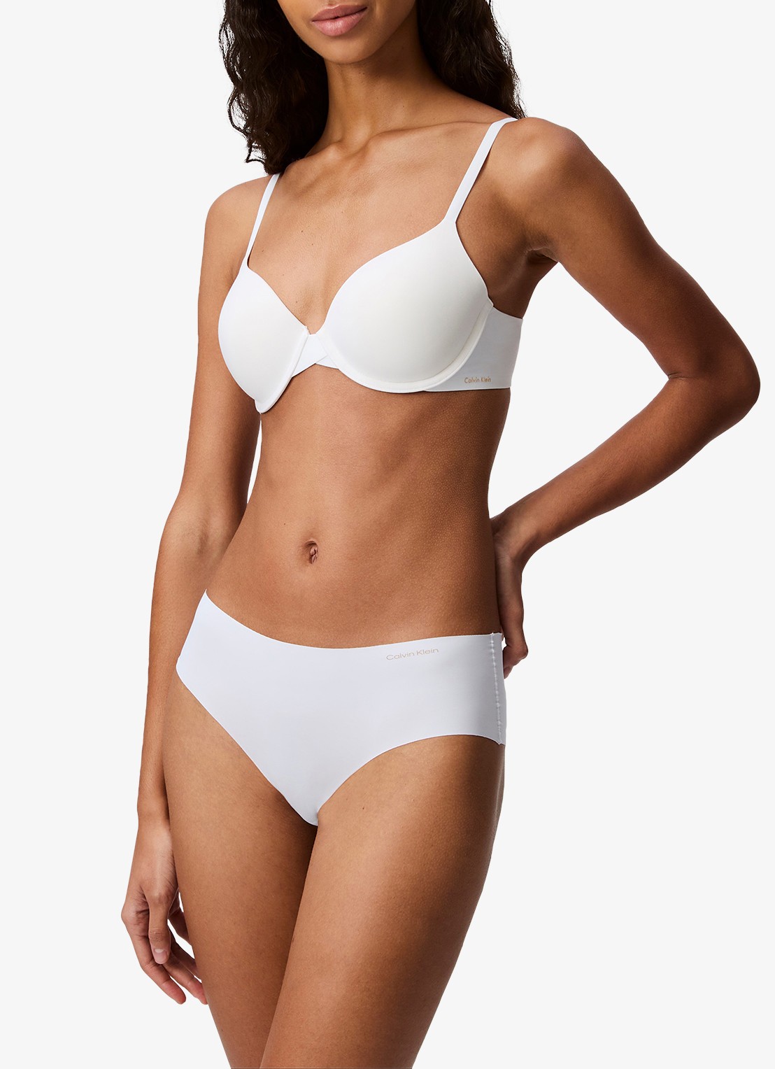 Calvin Klein Voorgevormde effen bh  - voorkant wit
