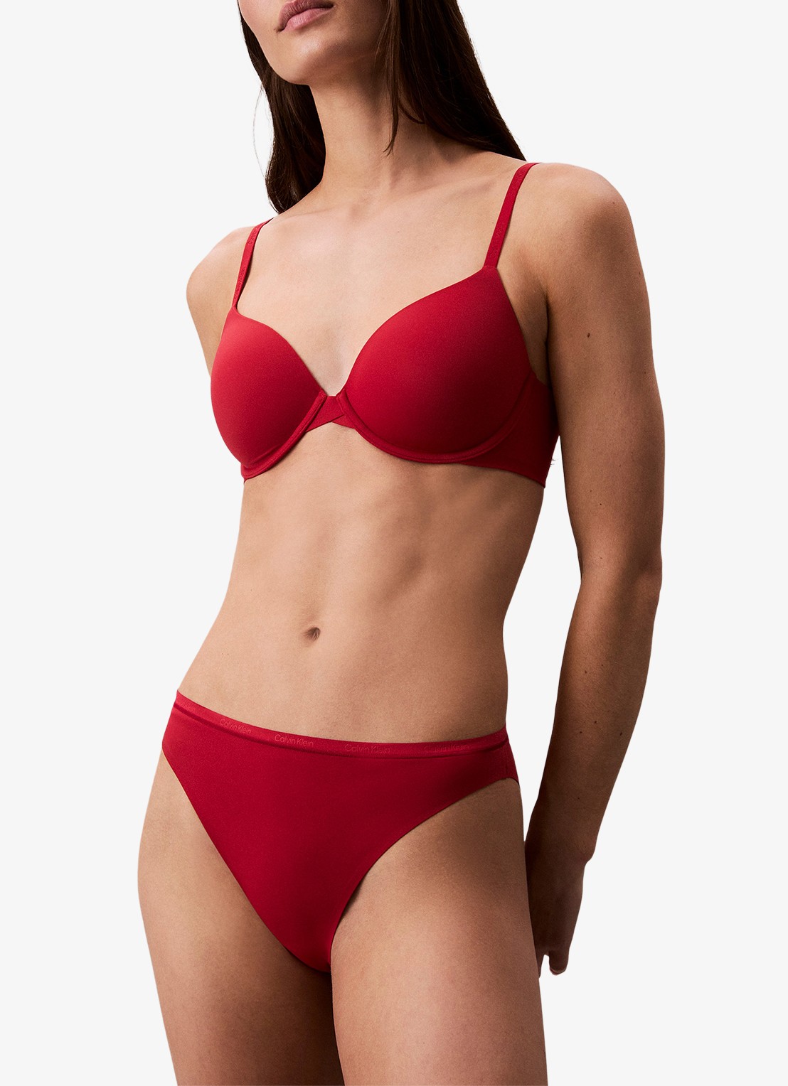 Calvin Klein Voorgevormde effen bh  - voorkant rood