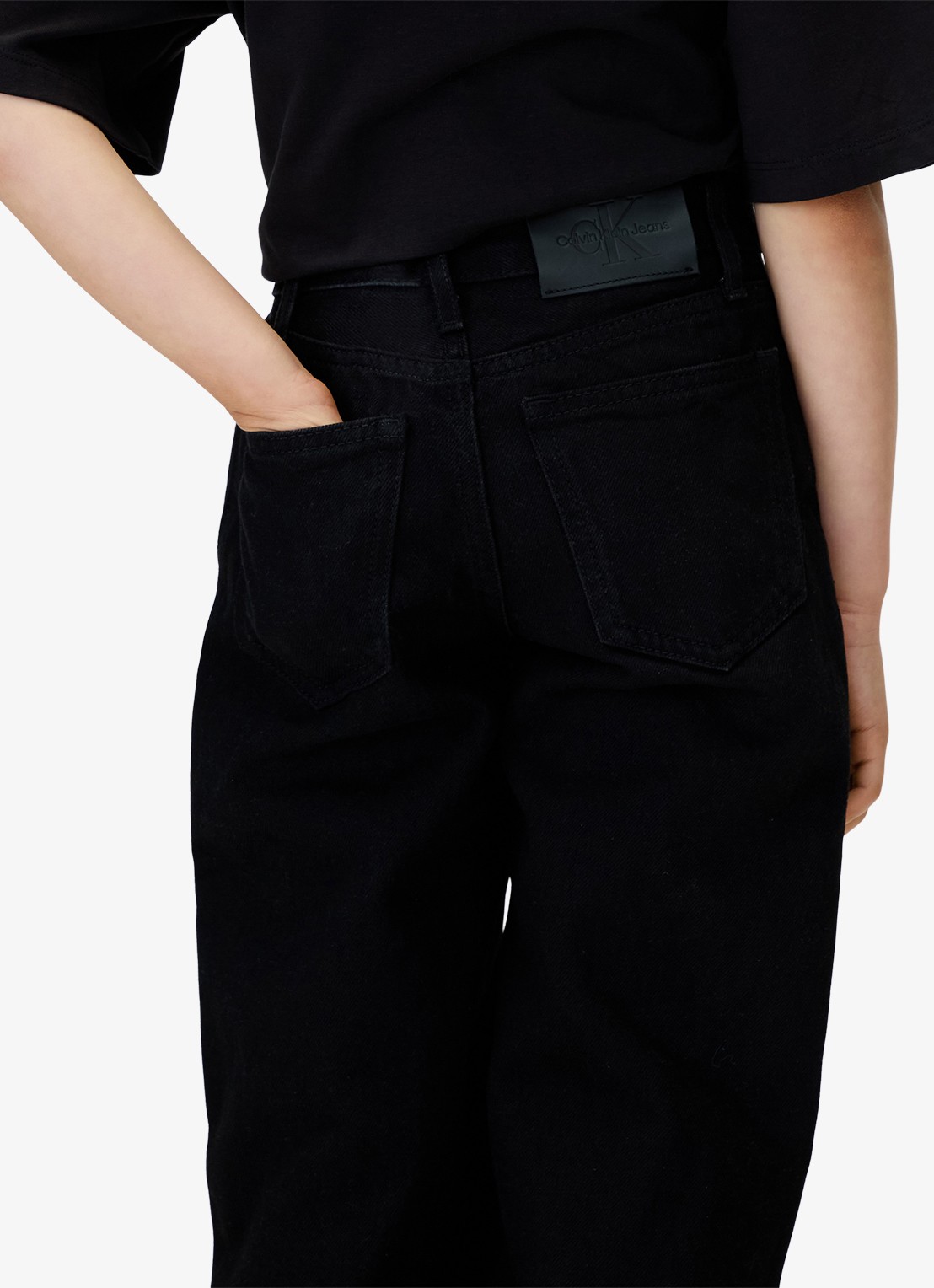 Calvin Klein Wide fit jeans met steekzakken - detail 4 zwart