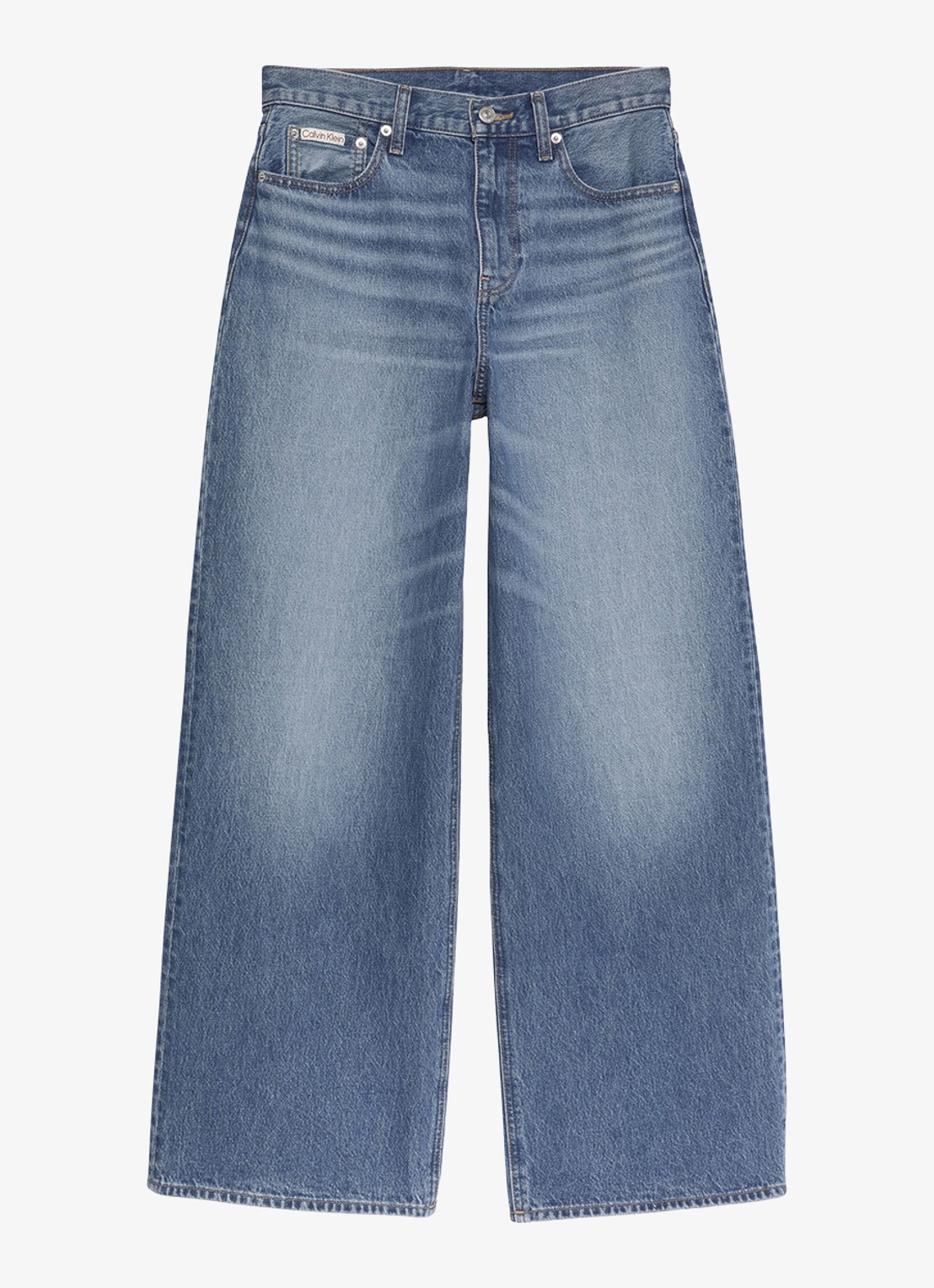 Calvin Klein Wide leg jeans met medium wassing  - voorkant 5 indigo