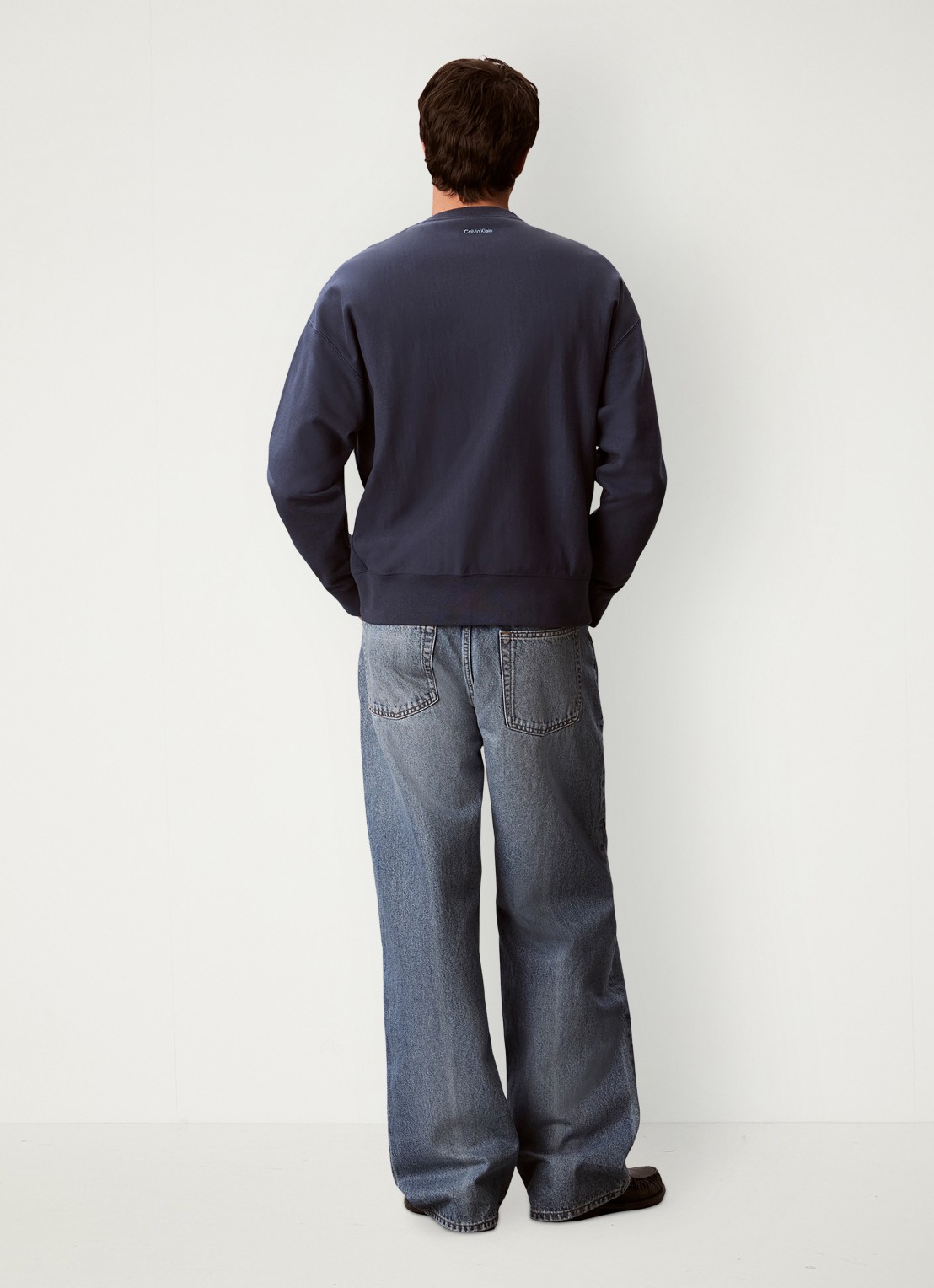 Calvin Klein Wide leg jeans met steekzakken - achterkant indigo