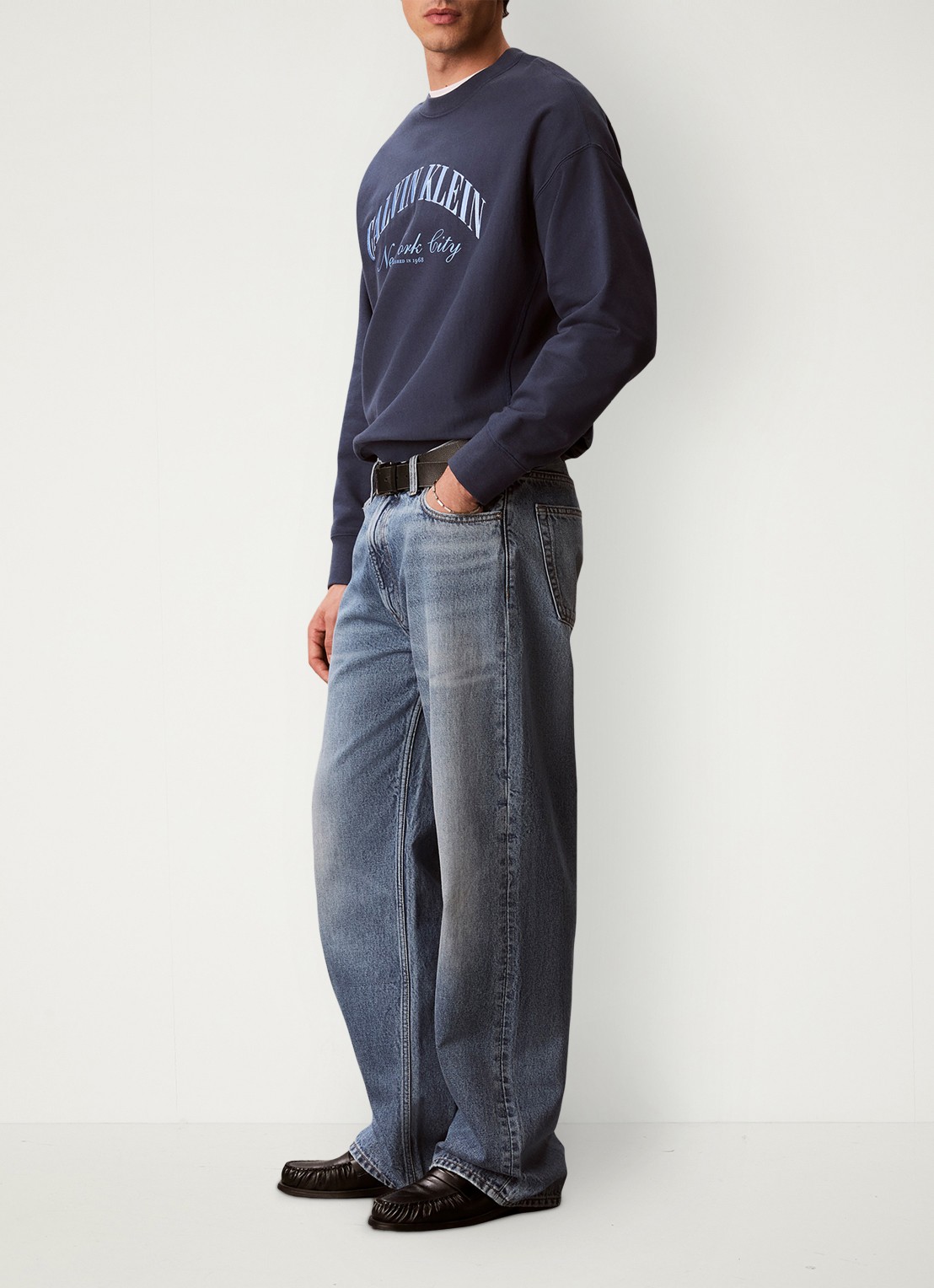 Calvin Klein Wide leg jeans met steekzakken - detail 5 indigo