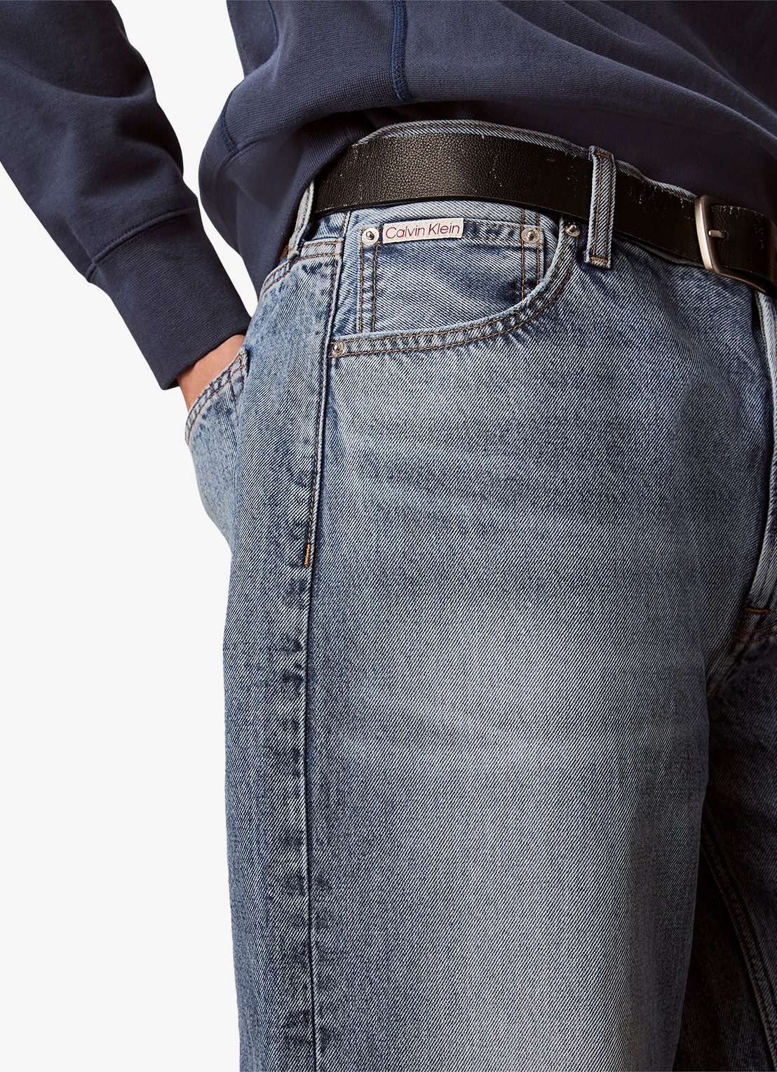 Calvin Klein Wide leg jeans met steekzakken - detail 7 indigo