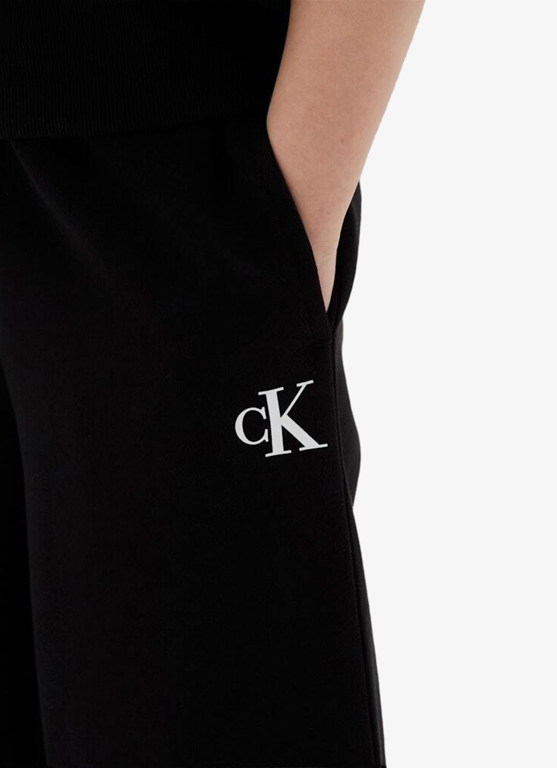 Calvin Klein Wide leg joggingbroek met logoborduring - detail 2 pvh black-beh /  zwart