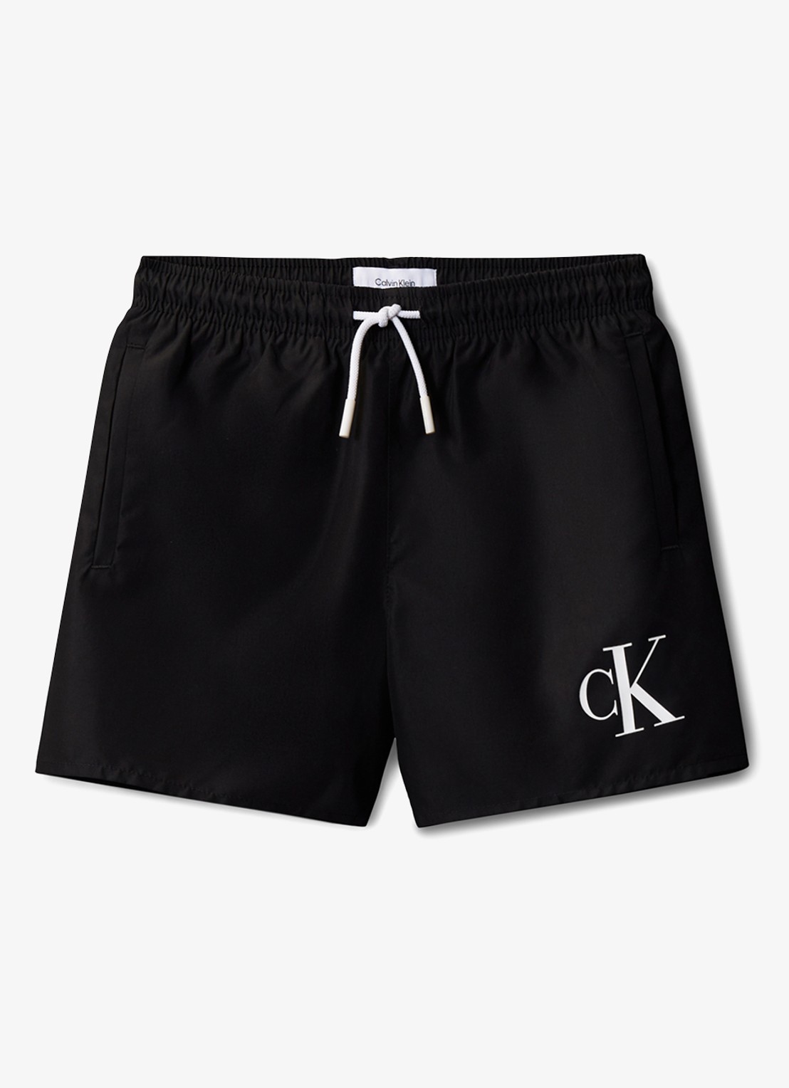 Calvin Klein Zwemshorts met logo en trekkoord - voorkant antraciet