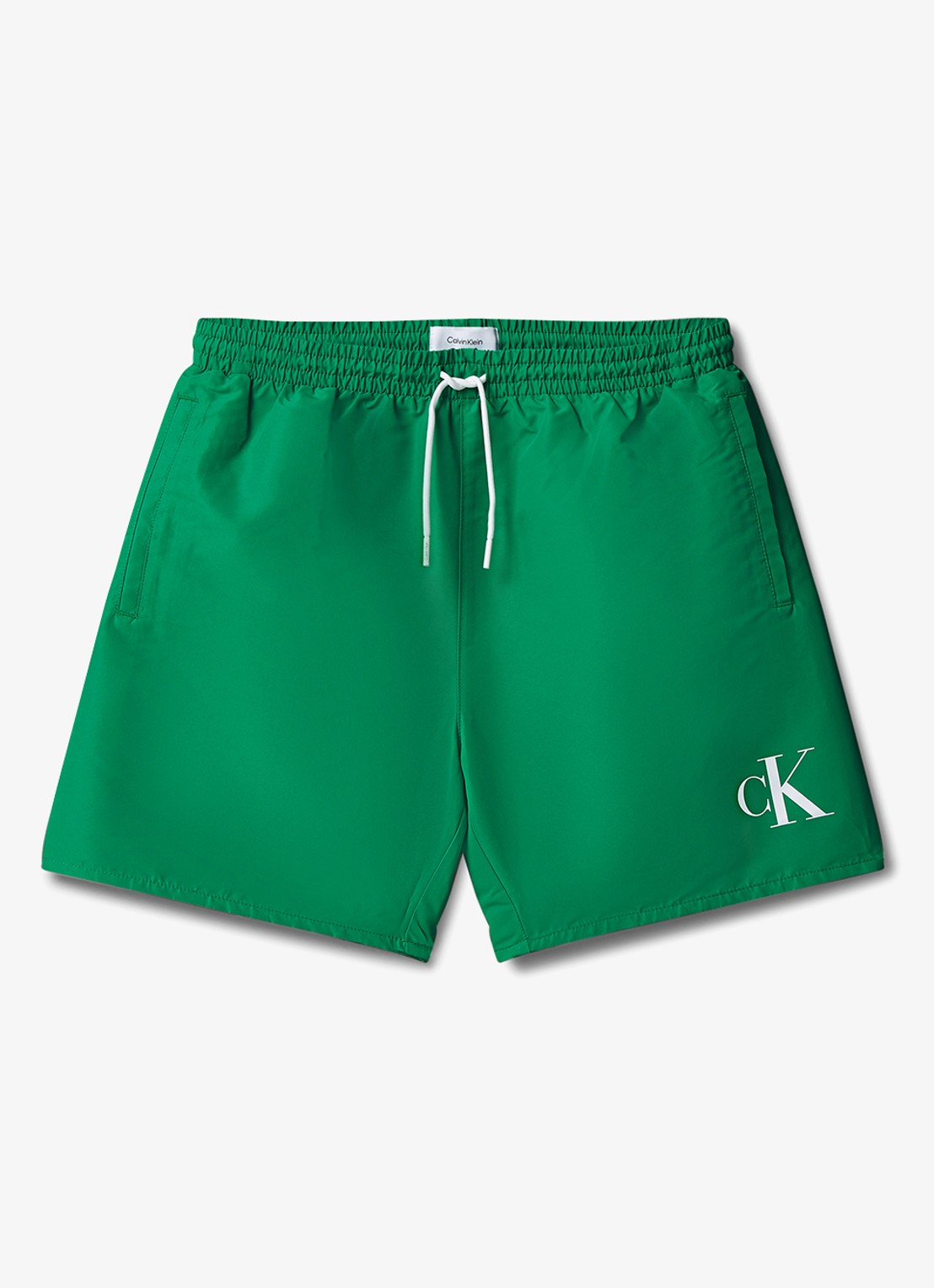 Calvin Klein Zwemshorts met logo en trekkoord - voorkant groen