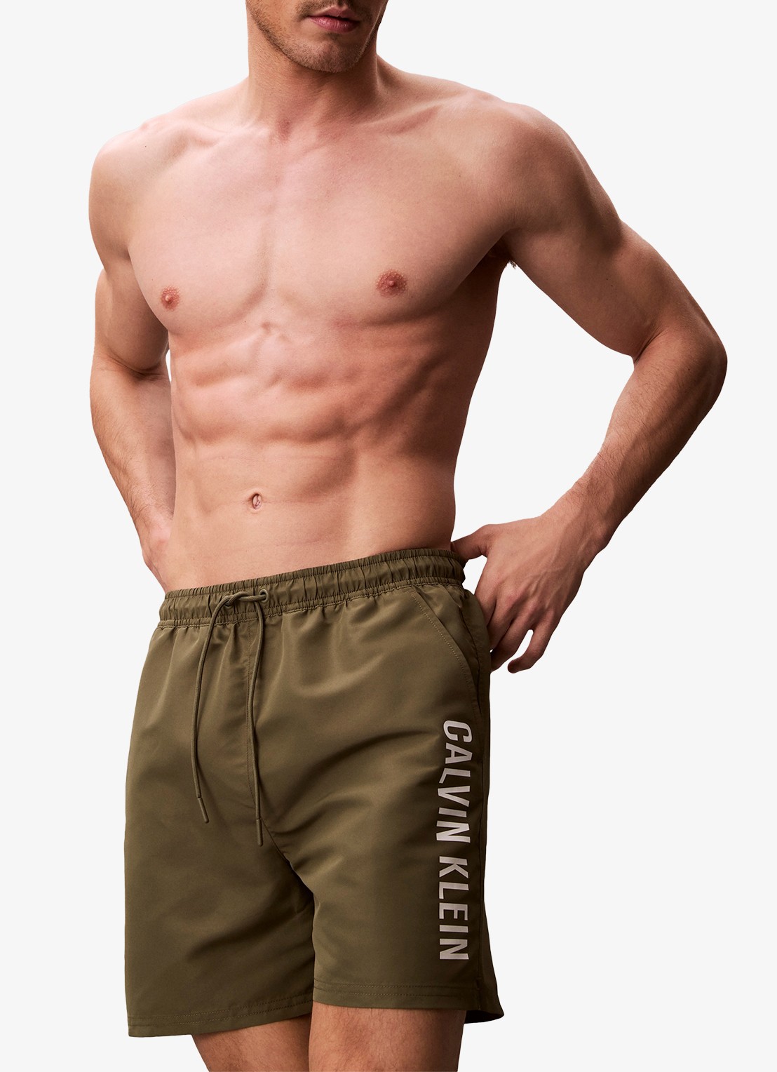 Calvin Klein Zwemshorts met logo en trekkoord - detail 5 groen