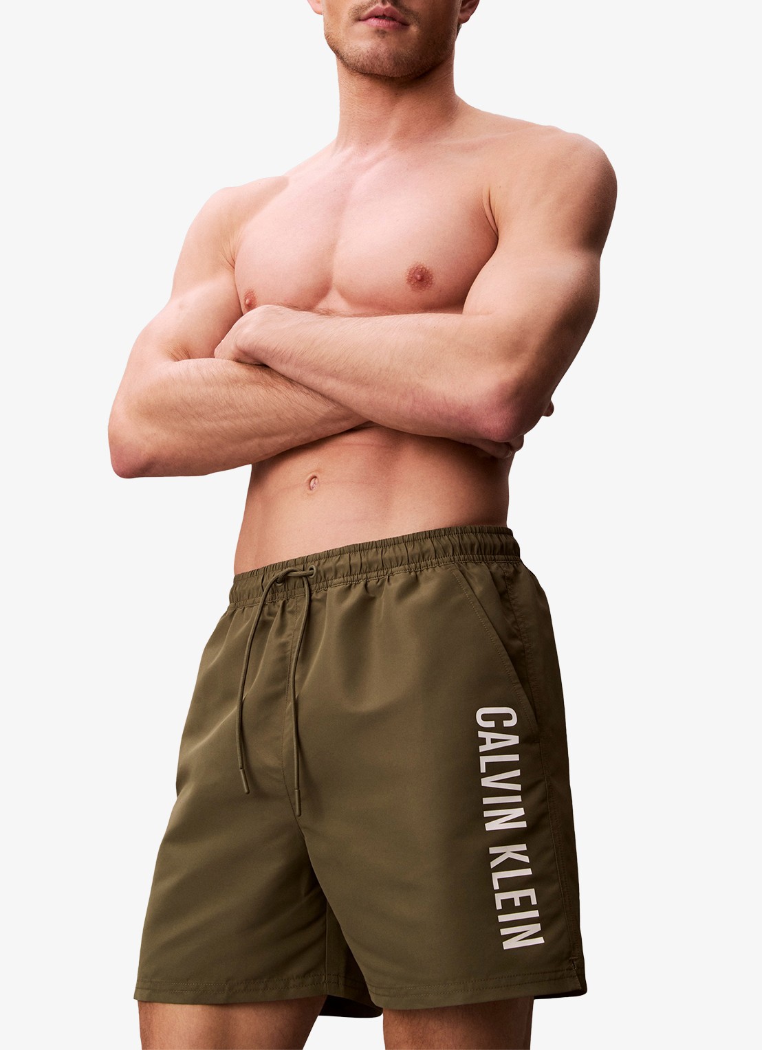Calvin Klein Zwemshorts met logo en trekkoord - detail 6 groen
