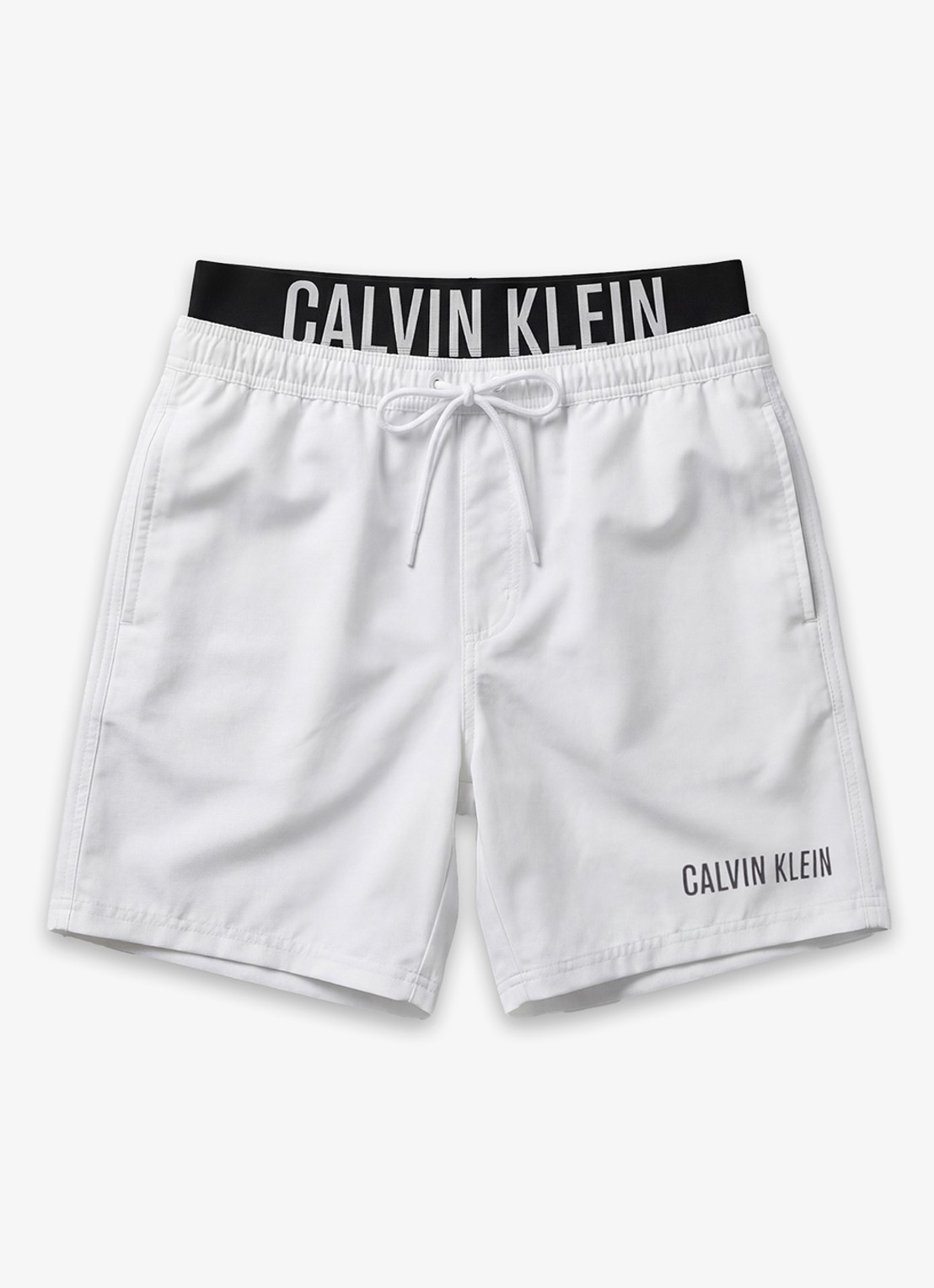 Calvin Klein Zwemshorts met logo en trekkoord - voorkant 2 wit