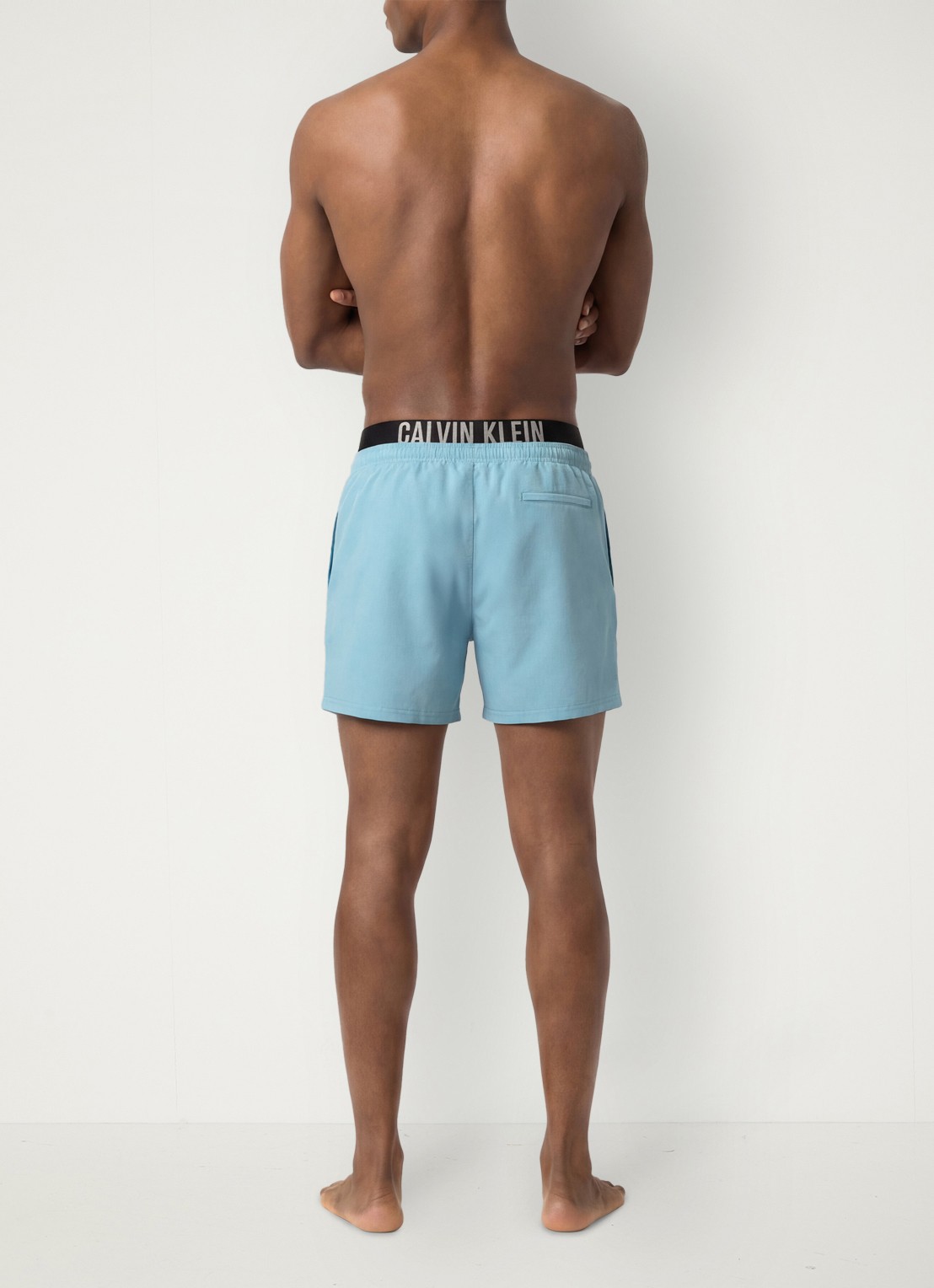 Calvin Klein Zwemshorts met logo en trekkoord - achterkant 2 blauw