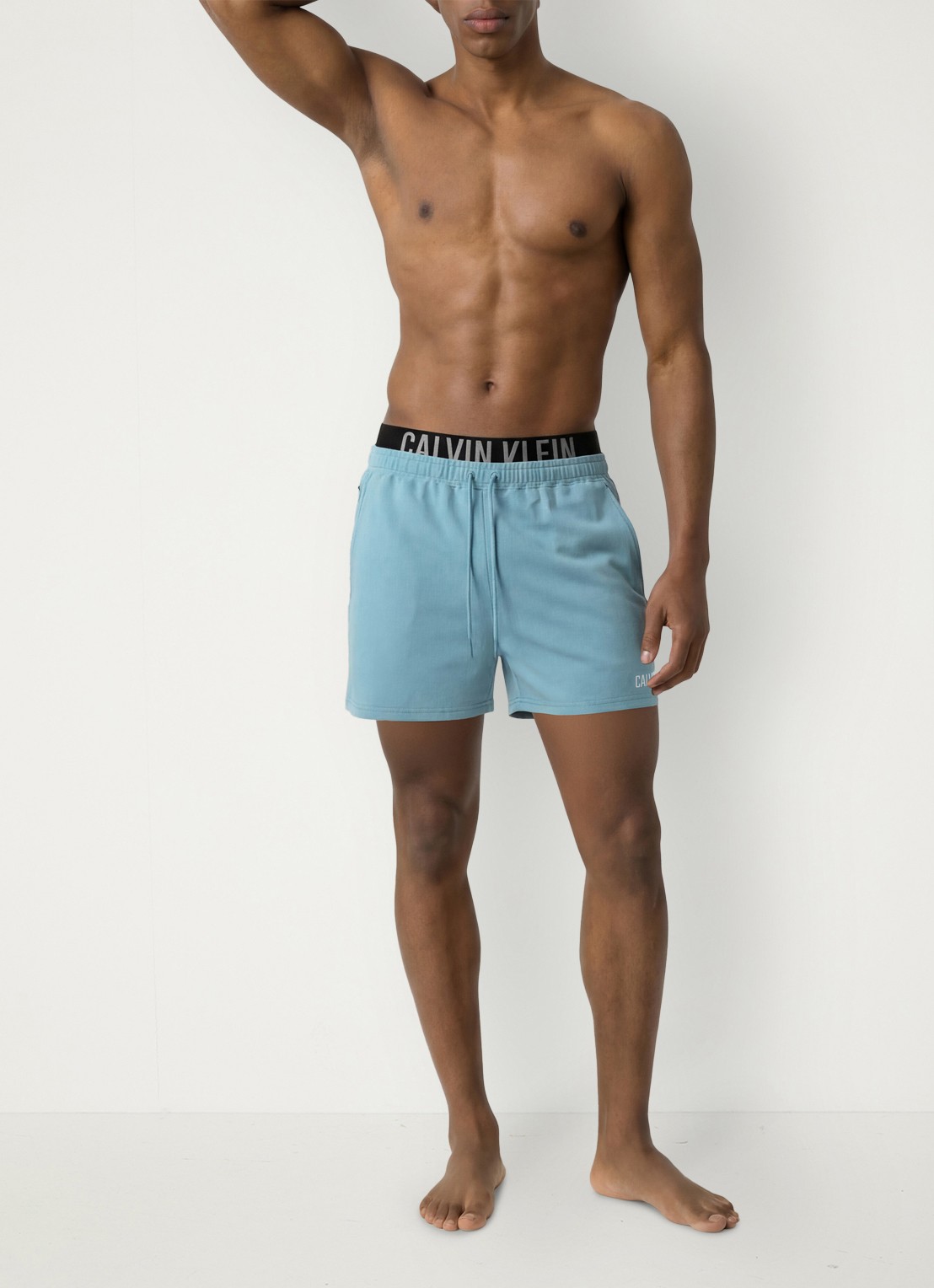 Calvin Klein Zwemshorts met logo en trekkoord - voorkant 4 blauw