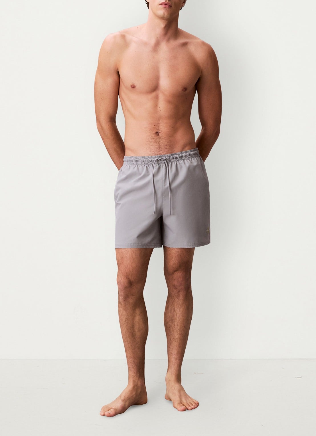 Calvin Klein Zwemshorts met logo en trekkoord - voorkant 6 grijs