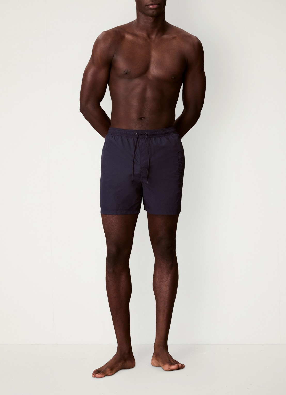 Calvin Klein Zwemshorts met logo en trekkoord - voorkant 3 beige