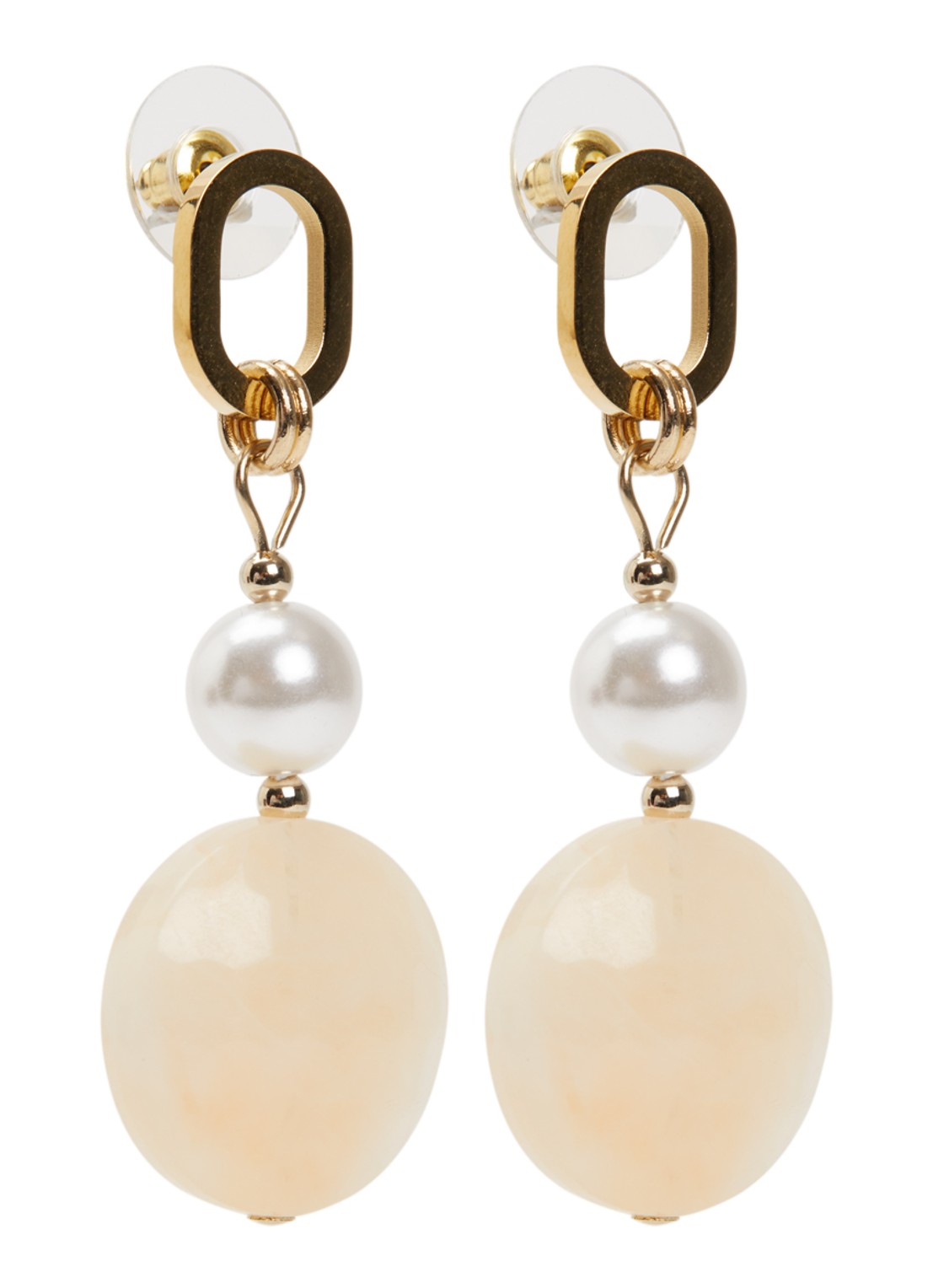 Camps & Camps Big Oval Harmony oorstekers verguld - voorkant 2 creme