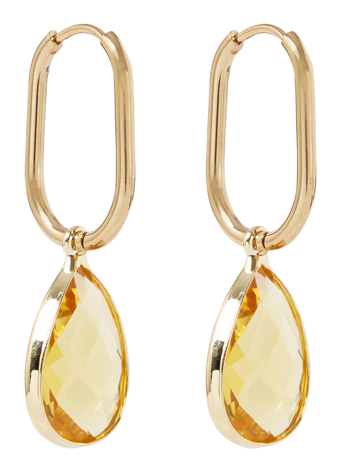 Camps & Camps Enchanting Crystal oorhangers verguld - voorkant 2 orange