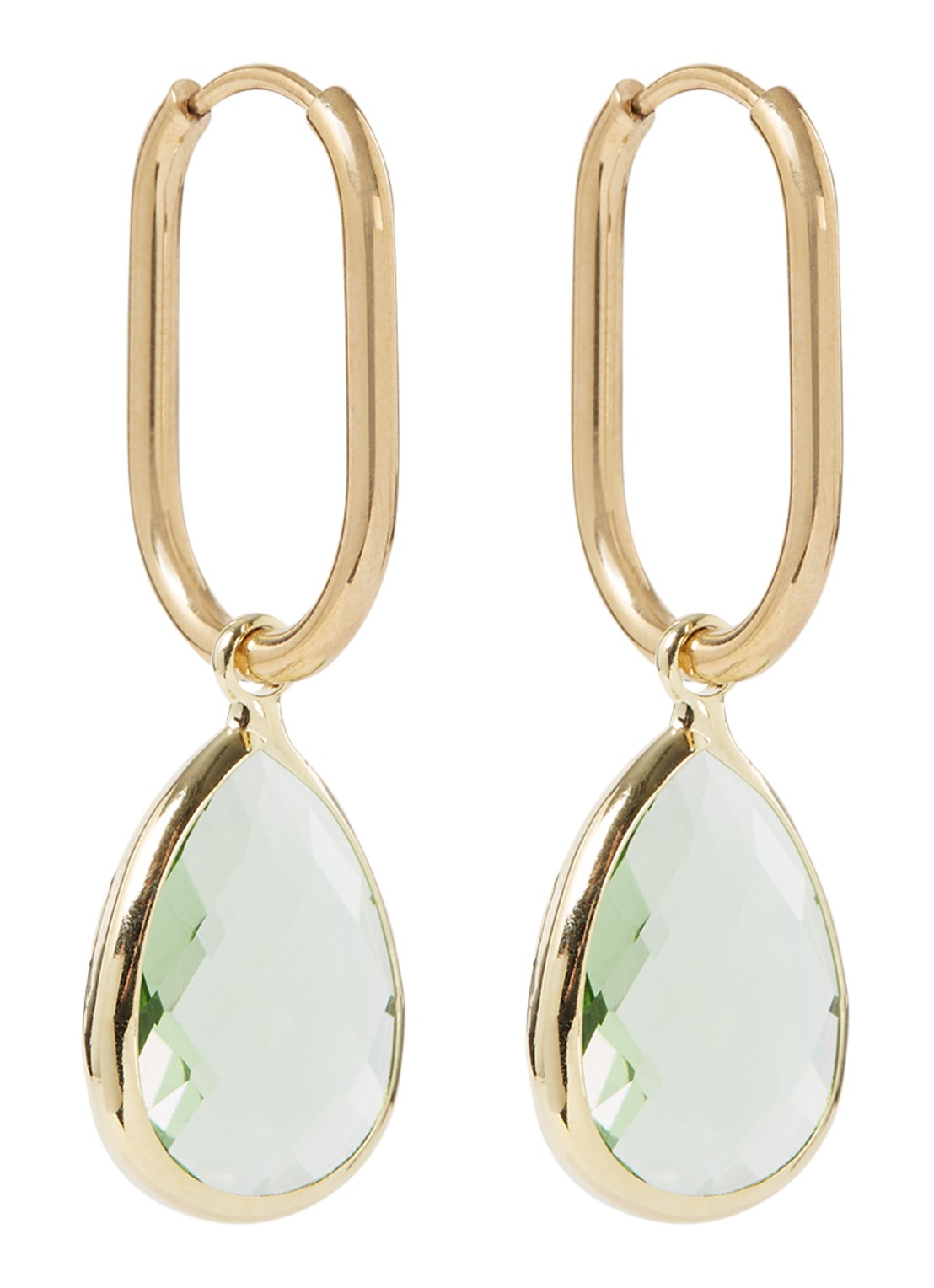 Camps & Camps Enchanting Crystal oorhangers verguld - voorkant groen